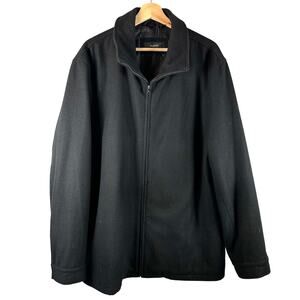 Alfani Mens Black Wool Blend Full Zip Jacket Overcoat Size L